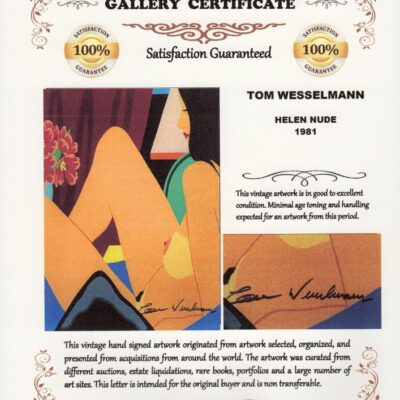 Tom Wesselmann- Hand Signed Signature – Print – C.O.A